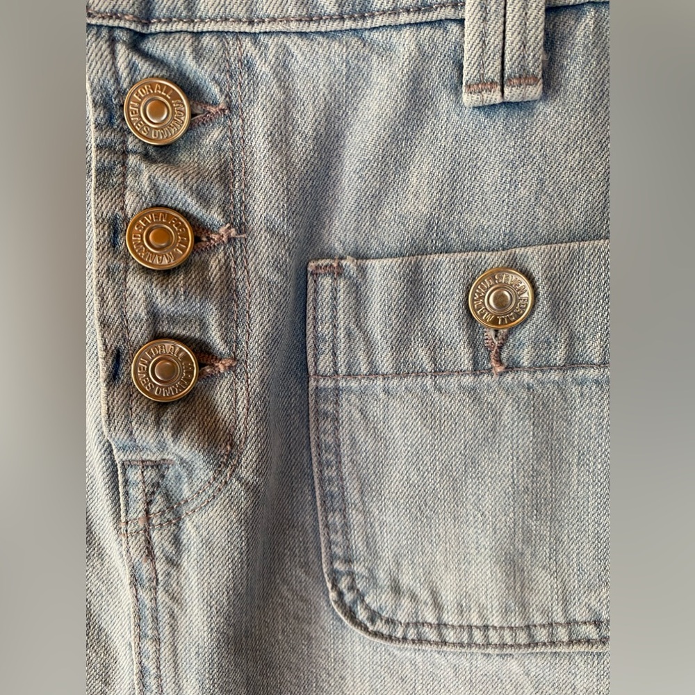 7 FOR ALL MANKIND denim jean midi skirt light-wash front slit size 24 - Picture 5 of 9